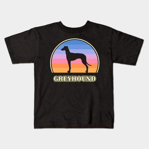 Greyhound Vintage Sunset Dog Kids T-Shirt by millersye